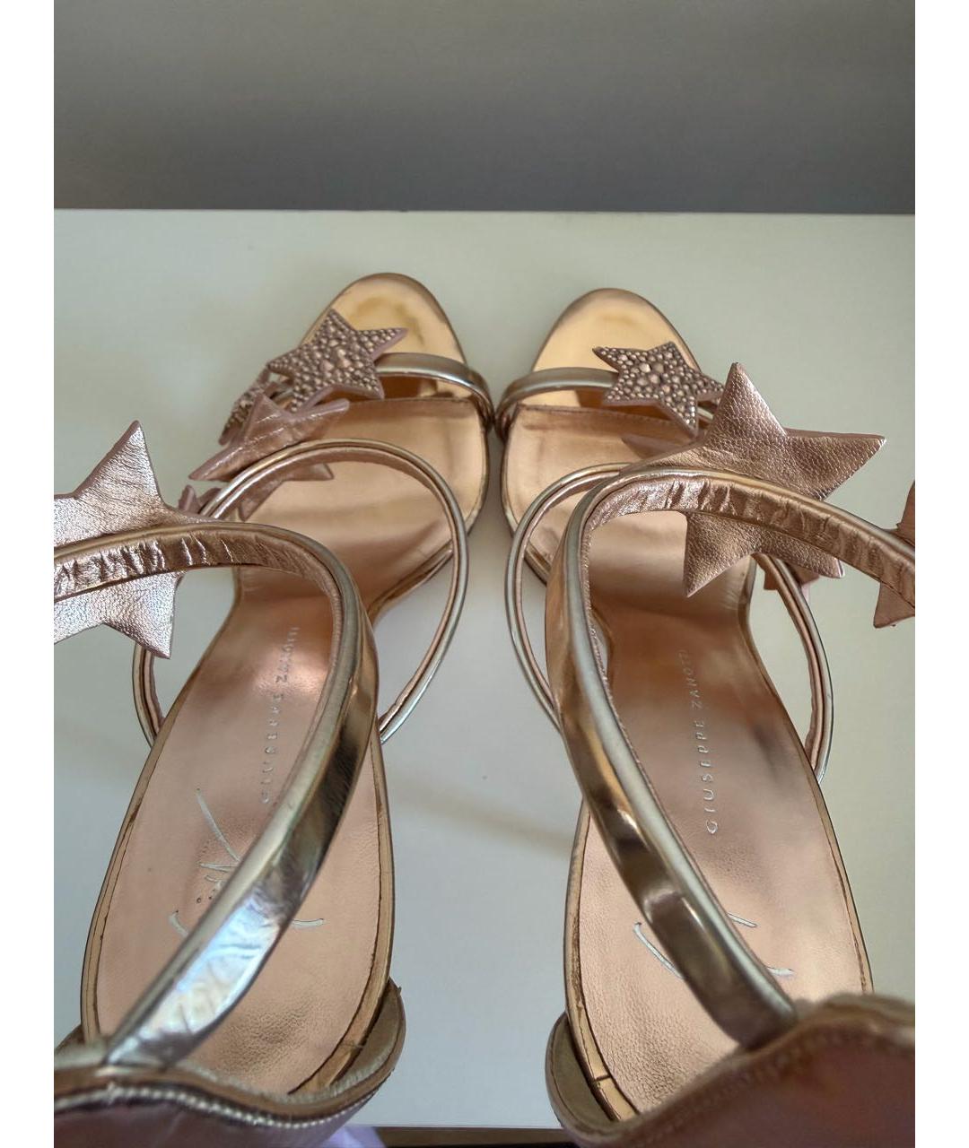 GIUSEPPE ZANOTTI DESIGN Золотые кожаные босоножки, фото 3