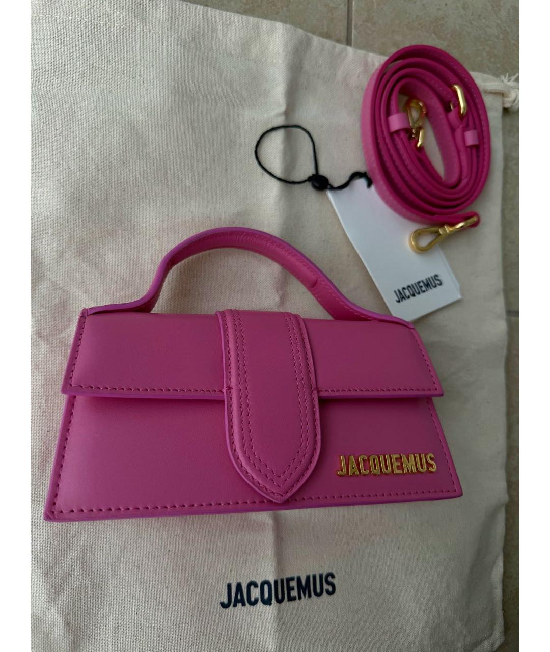 JACQUEMUS Розовая кожаная сумка с короткими ручками, фото 2