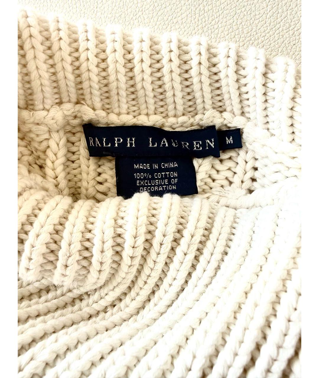RALPH LAUREN Белый хлопковый джемпер / свитер, фото 3