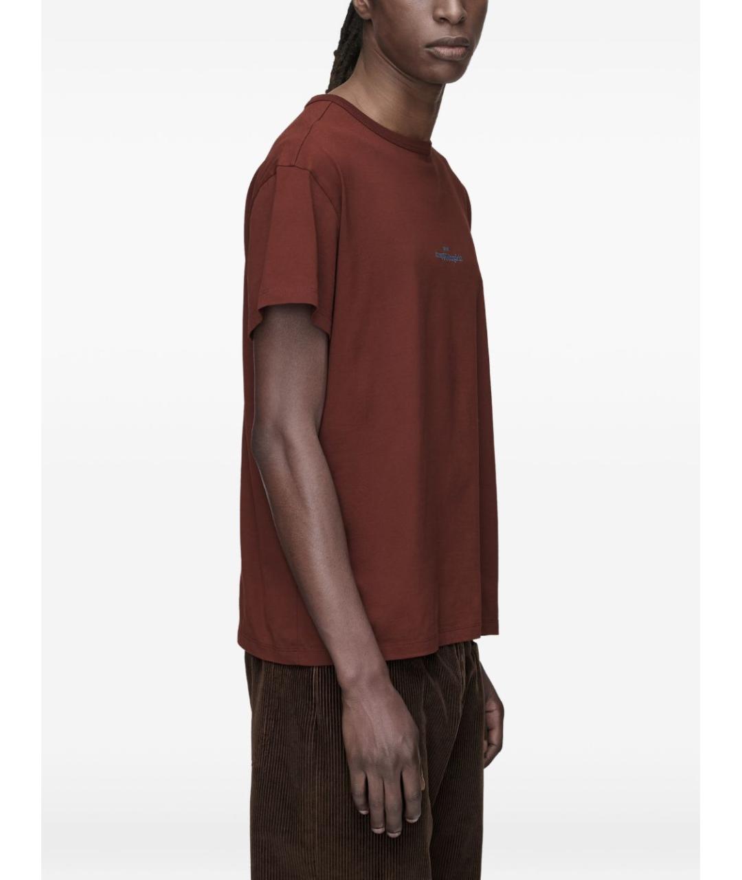 MAISON MARGIELA Бордовая хлопковая футболка, фото 4
