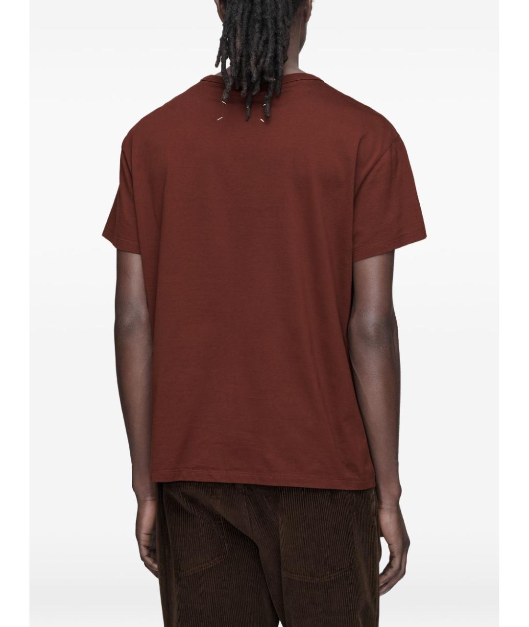 MAISON MARGIELA Бордовая хлопковая футболка, фото 3
