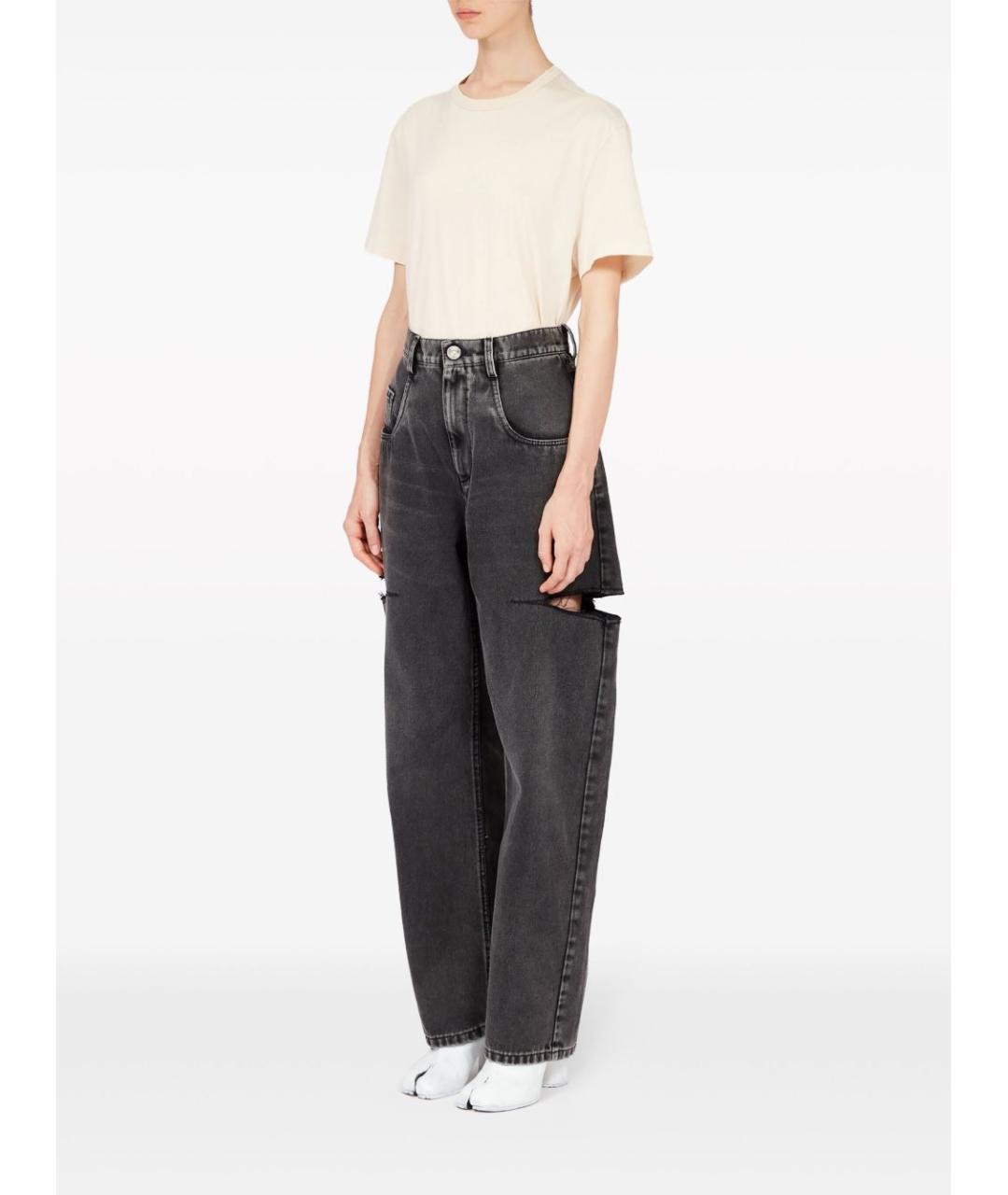 MAISON MARGIELA Черные хлопковые прямые джинсы, фото 6