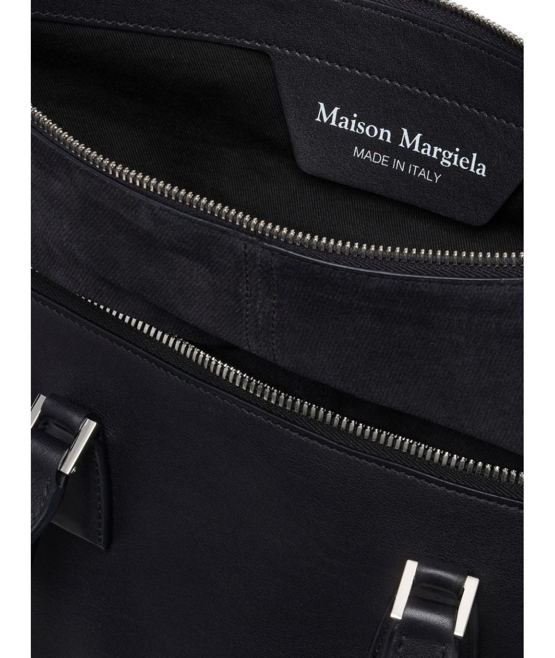 MAISON MARGIELA Антрацитовая кожаная сумка тоут, фото 3