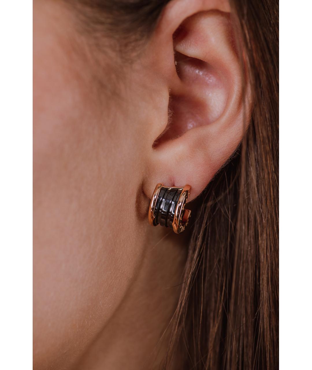 BVLGARI Черные серьги из розового золота, фото 3
