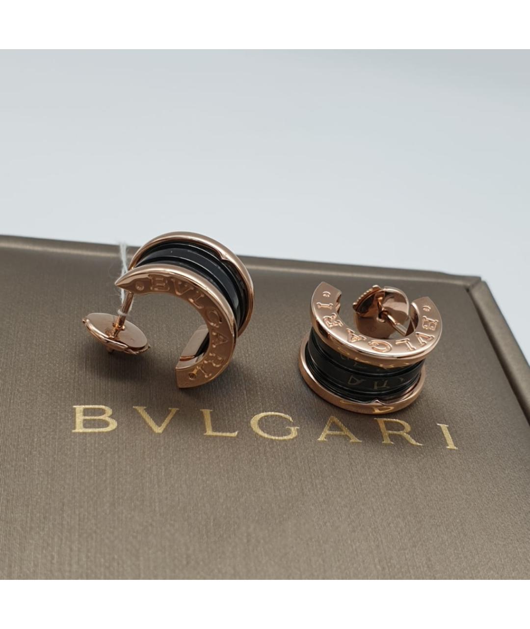 BVLGARI Черные серьги из розового золота, фото 2