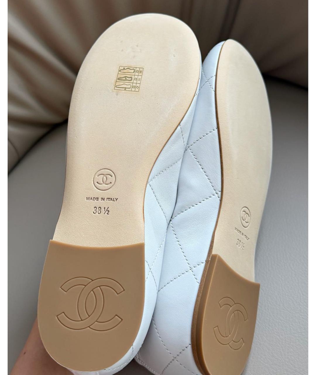CHANEL Белые кожаные балетки, фото 6