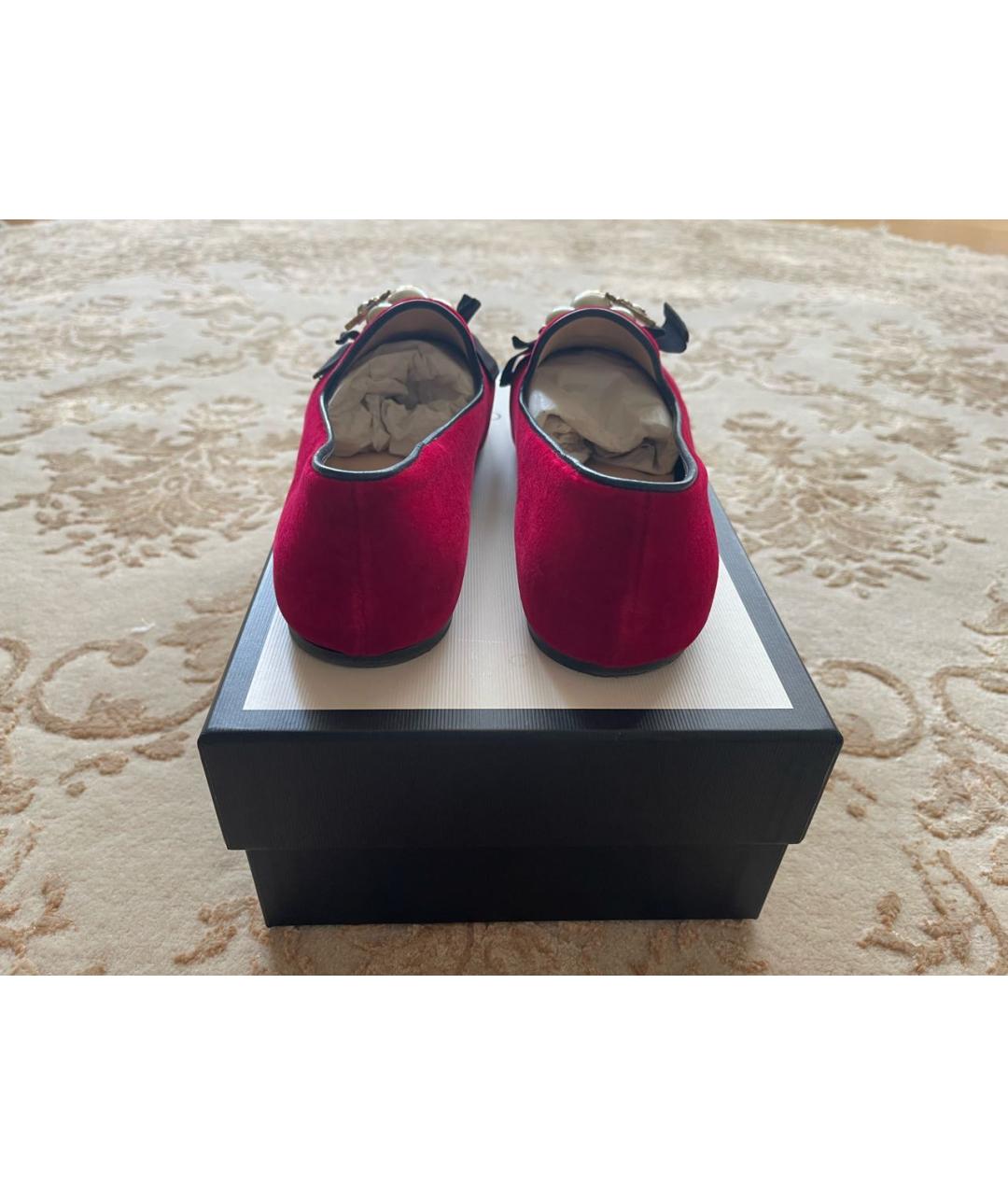 GUCCI Красные бархатные лоферы, фото 4