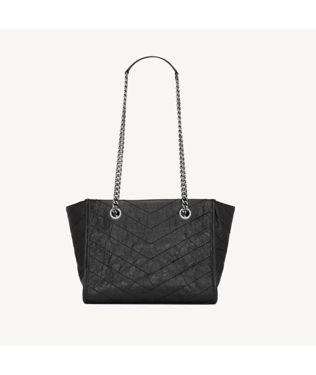 SAINT LAURENT Черная кожаная сумка тоут, фото 2