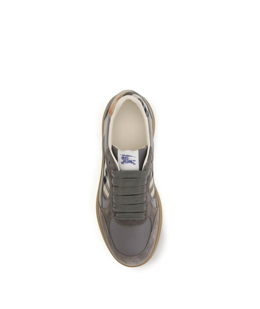 BURBERRY Серые кожаные низкие кроссовки / кеды, фото 4