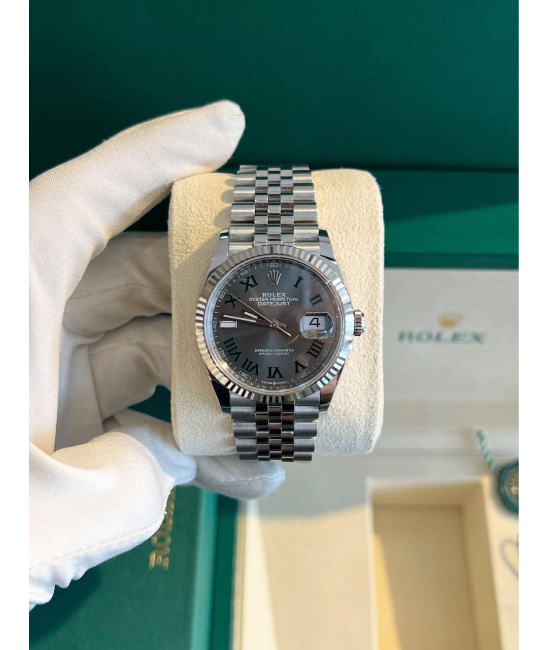ROLEX Серые часы из белого золота, фото 3
