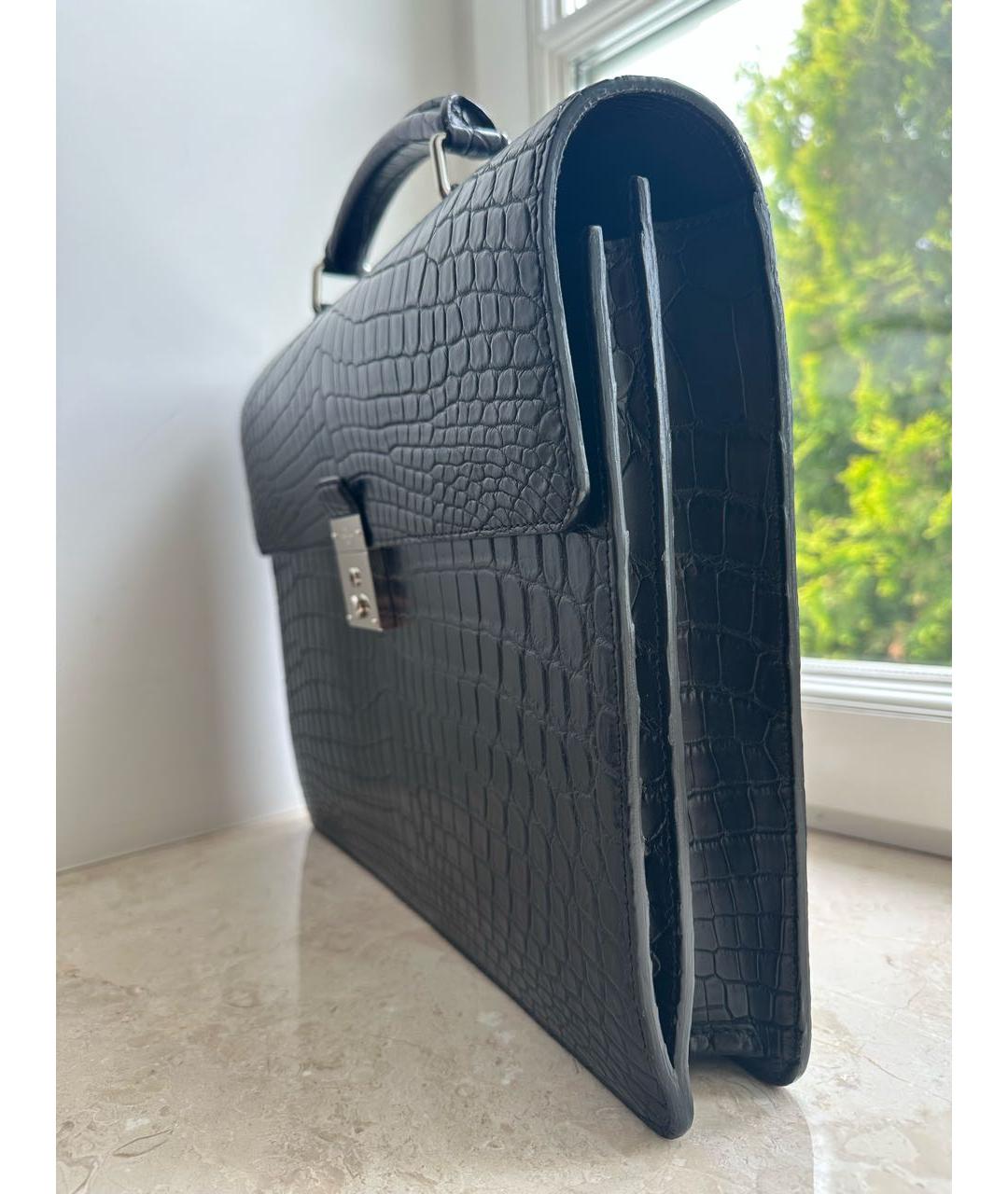 LOUIS VUITTON Черный портфель из экзотической кожи, фото 2