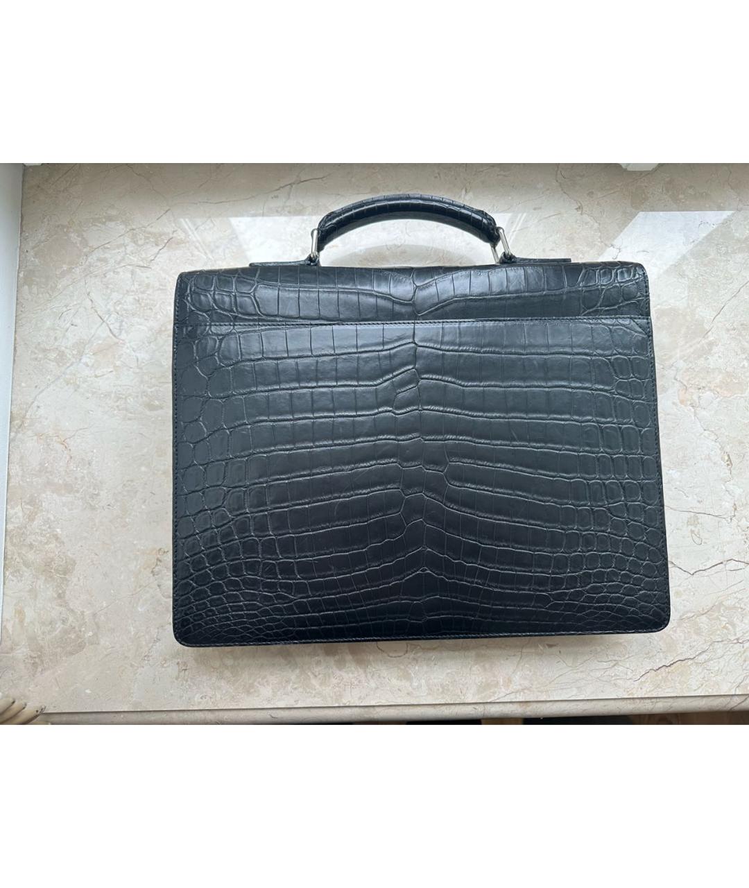 LOUIS VUITTON Черный портфель из экзотической кожи, фото 3