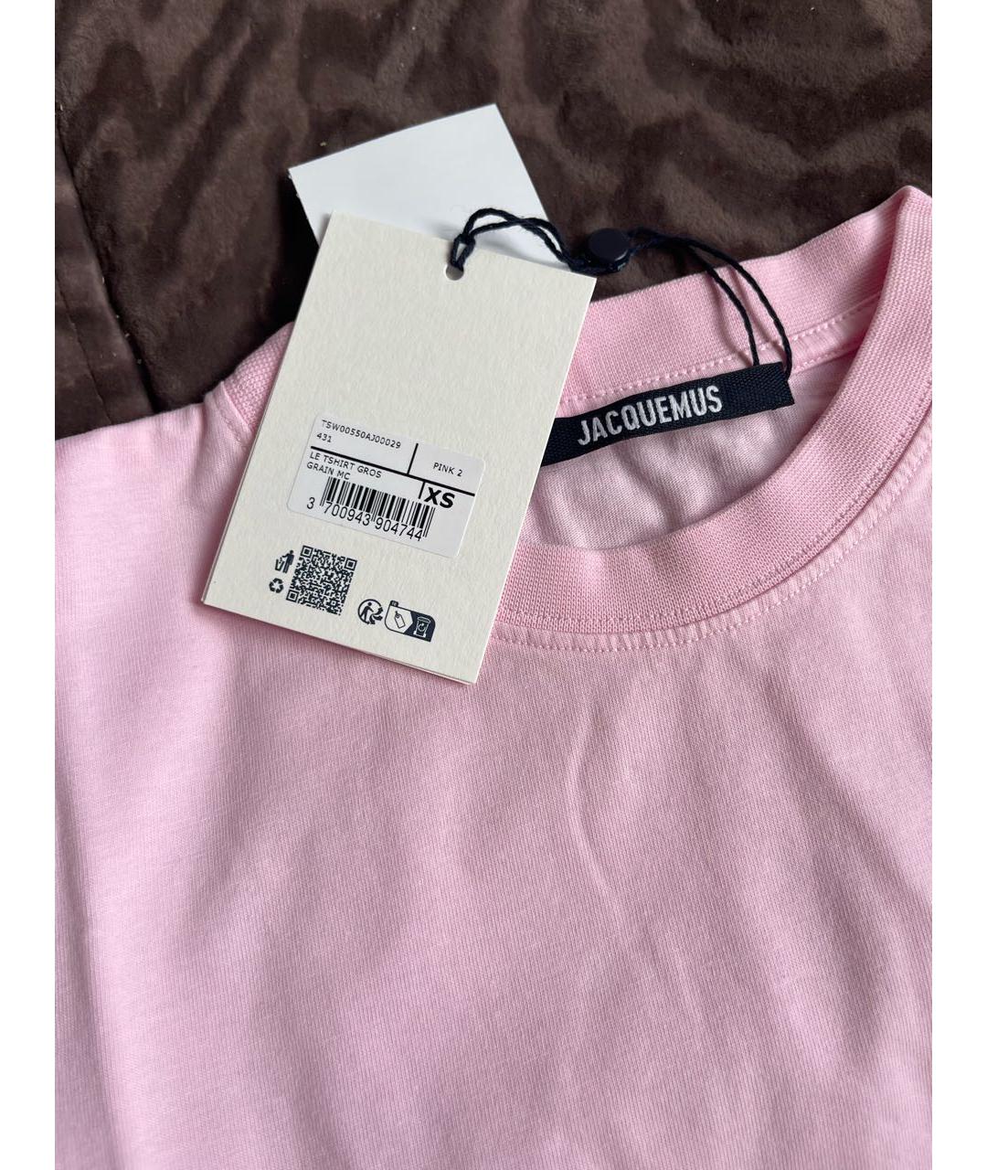 JACQUEMUS Розовая хлопковая футболка, фото 7