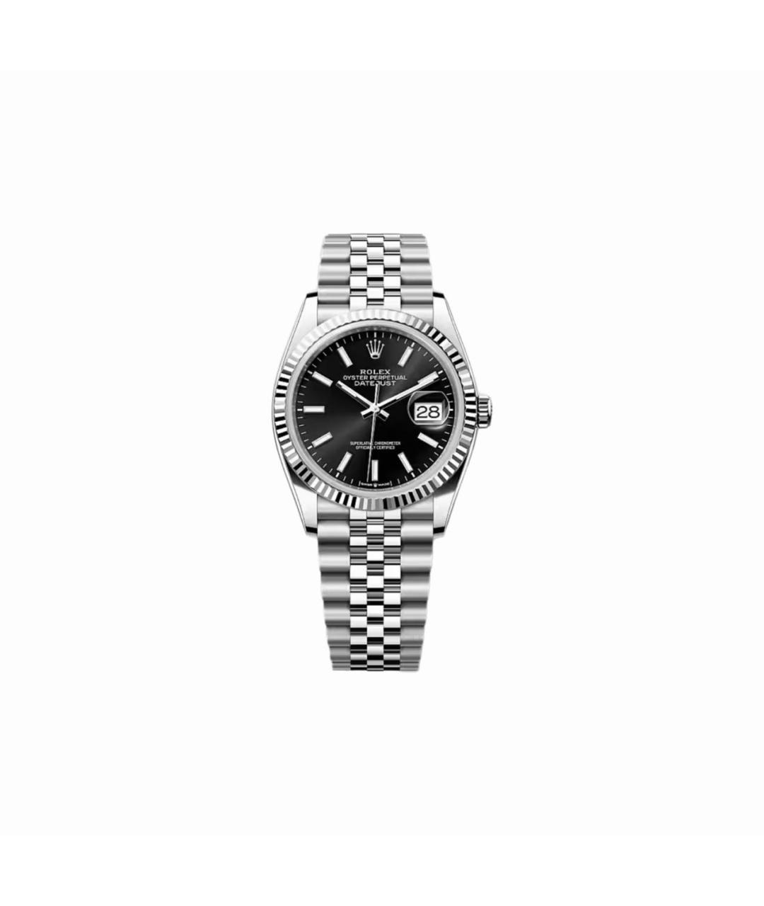 ROLEX Черные часы из белого золота, фото 4