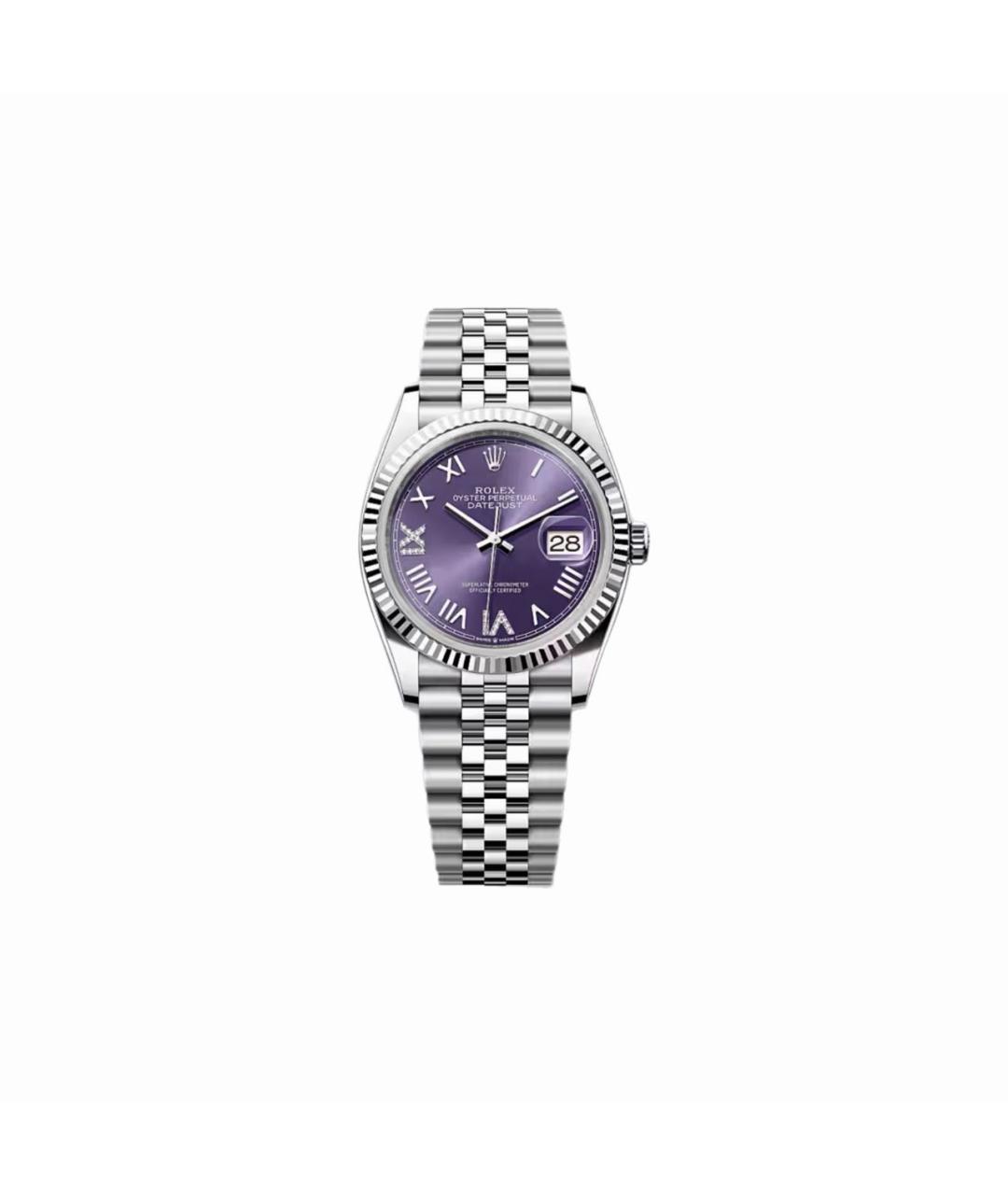 ROLEX Фиолетовые часы из белого золота, фото 4