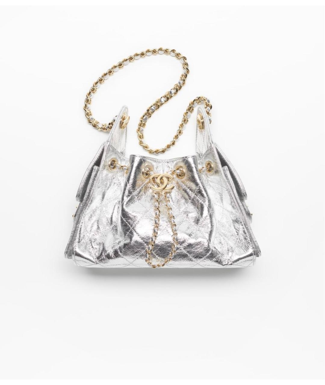 CHANEL Серебряная кожаная сумка через плечо, фото 8