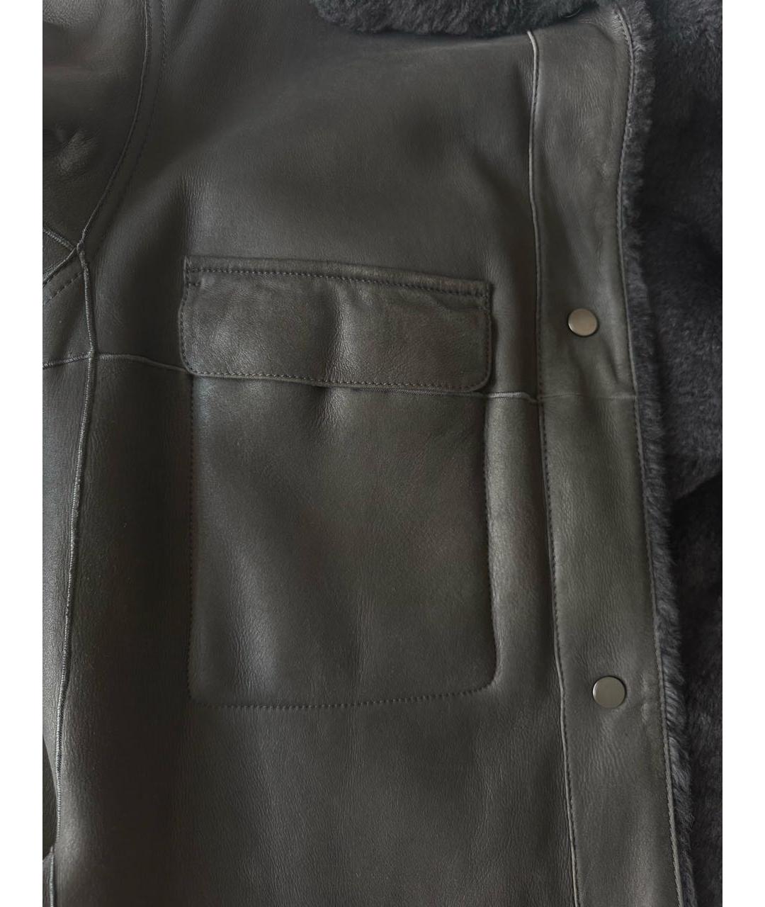 BRUNELLO CUCINELLI Коричневая кожаная дубленка, фото 5