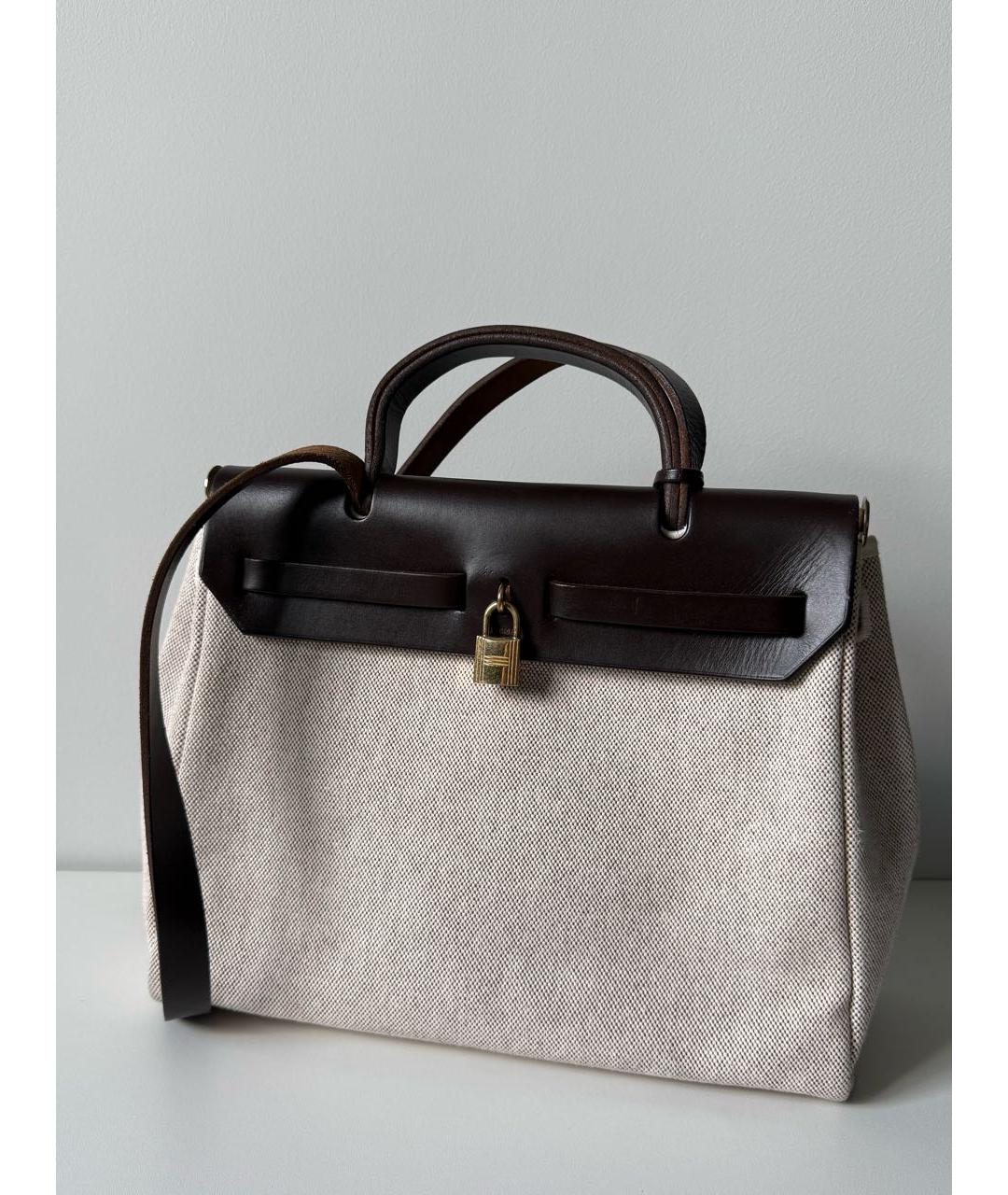 HERMES Коричневая кожаная сумка тоут, фото 3