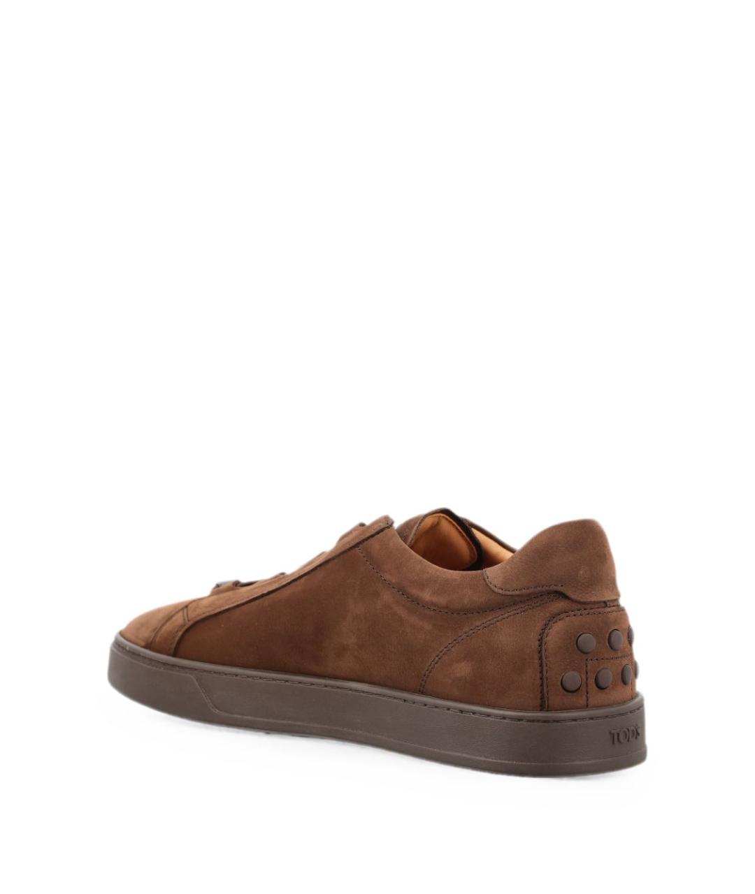 TOD'S Коричневые нубуковые низкие кроссовки / кеды, фото 2