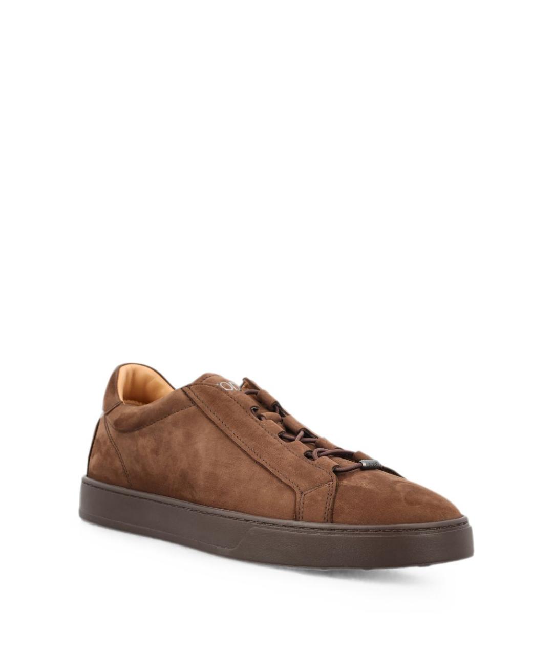 TOD'S Коричневые нубуковые низкие кроссовки / кеды, фото 3