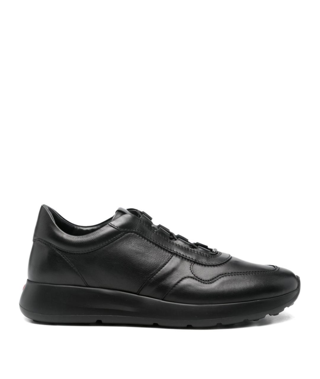 TOD'S Черные кожаные низкие кроссовки / кеды, фото 1