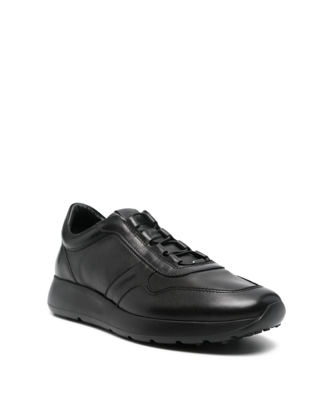 TOD'S Черные кожаные низкие кроссовки / кеды, фото 4