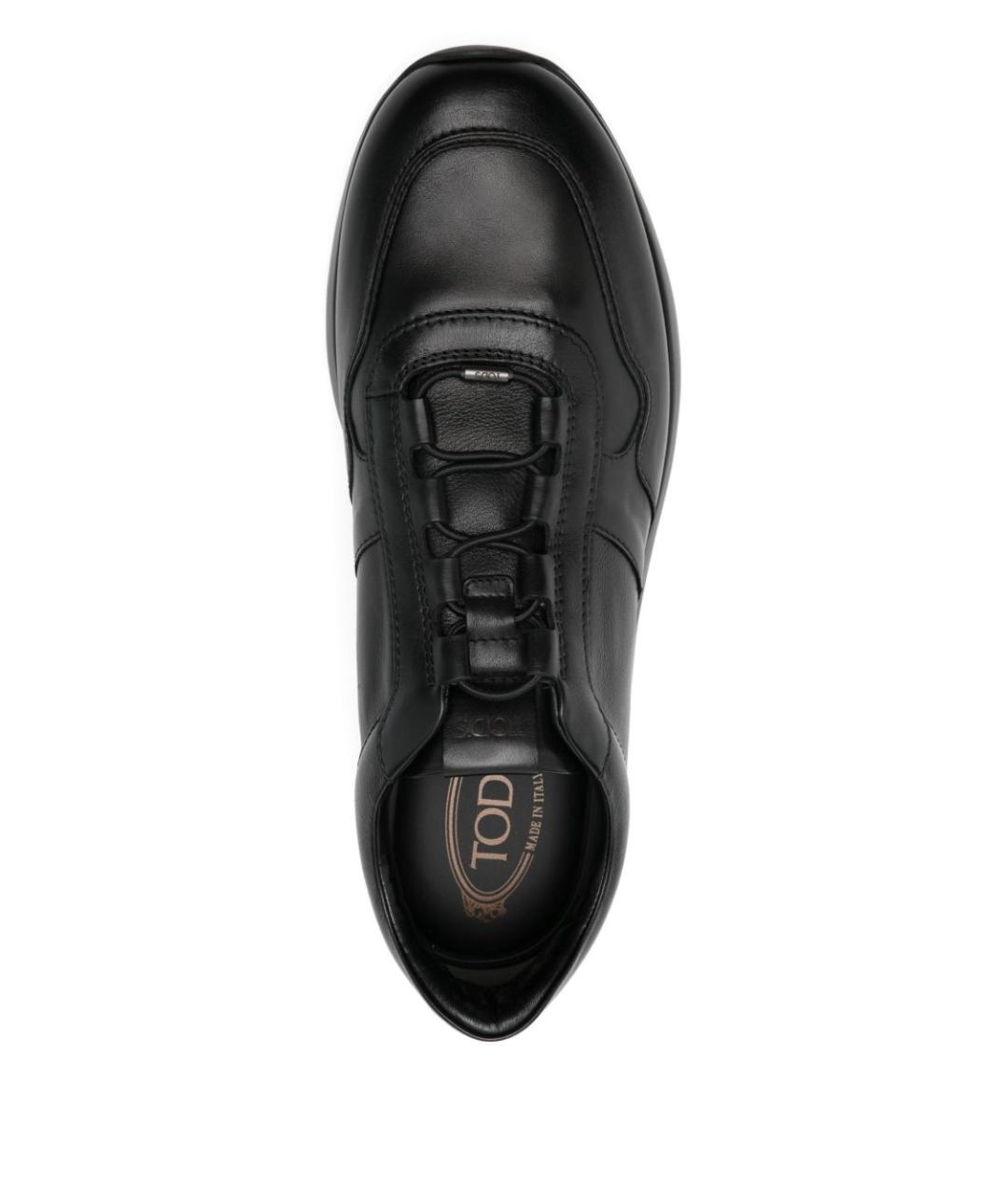 TOD'S Черные кожаные низкие кроссовки / кеды, фото 3
