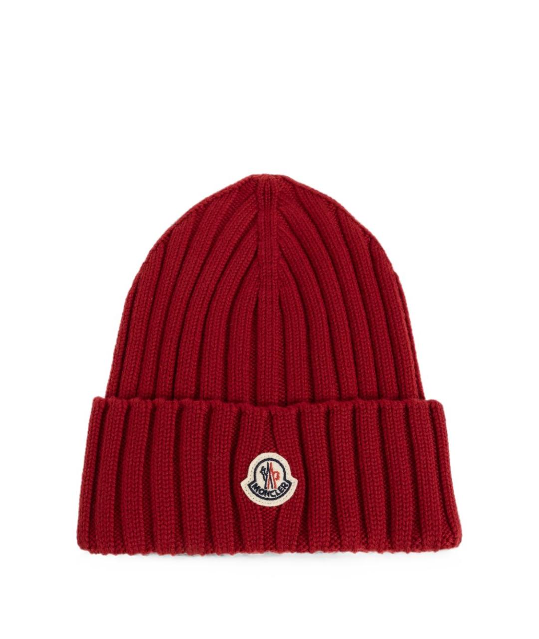 MONCLER Бордовая шерстяная шапка, фото 1
