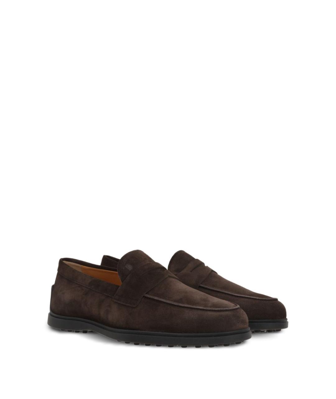 TOD'S Коричневые замшевые лоферы, фото 4