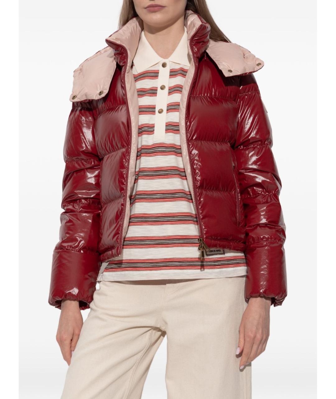 MONCLER Красная полиамидовая куртка, фото 4