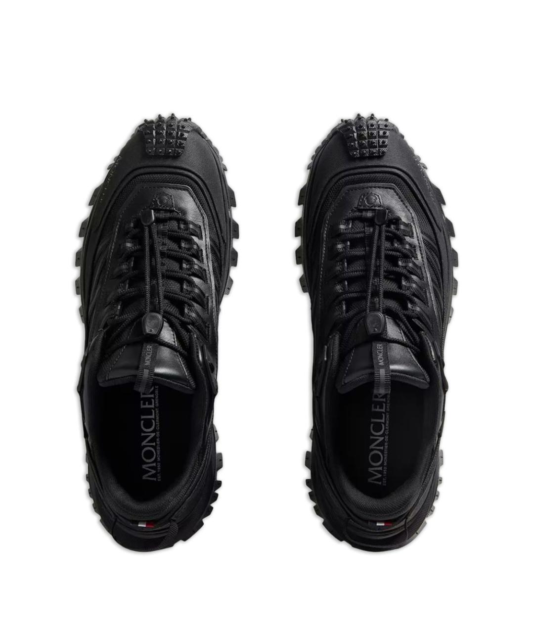 MONCLER Черные кожаные низкие кроссовки / кеды, фото 3