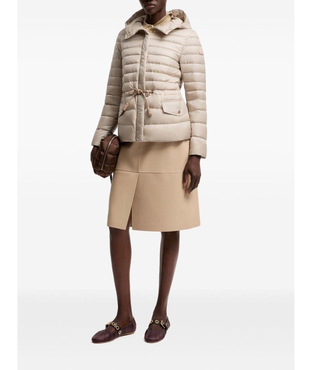 MONCLER Бежевая полиамидовая куртка, фото 3