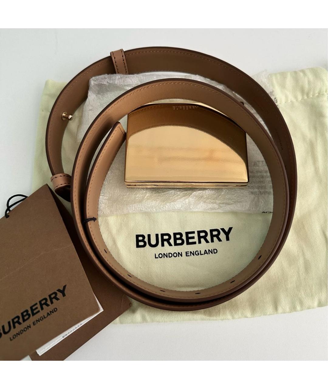 BURBERRY Бежевый кожаный ремень, фото 2