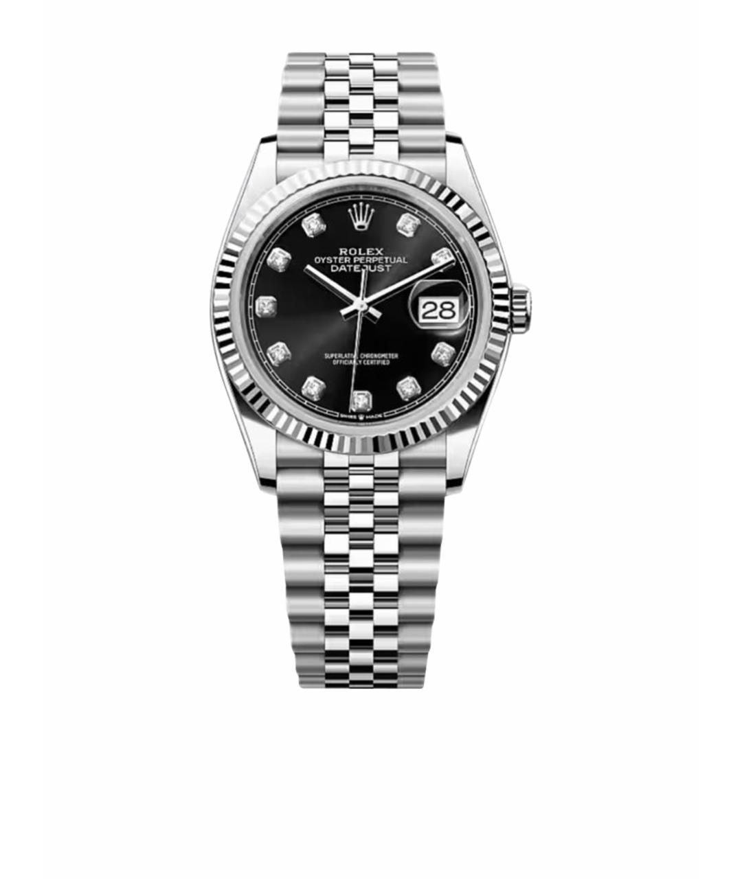 ROLEX Черные часы из белого золота, фото 1