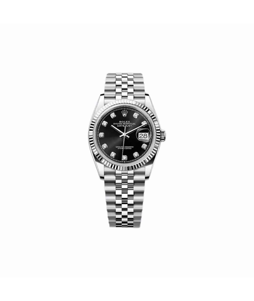ROLEX Черные часы из белого золота, фото 4