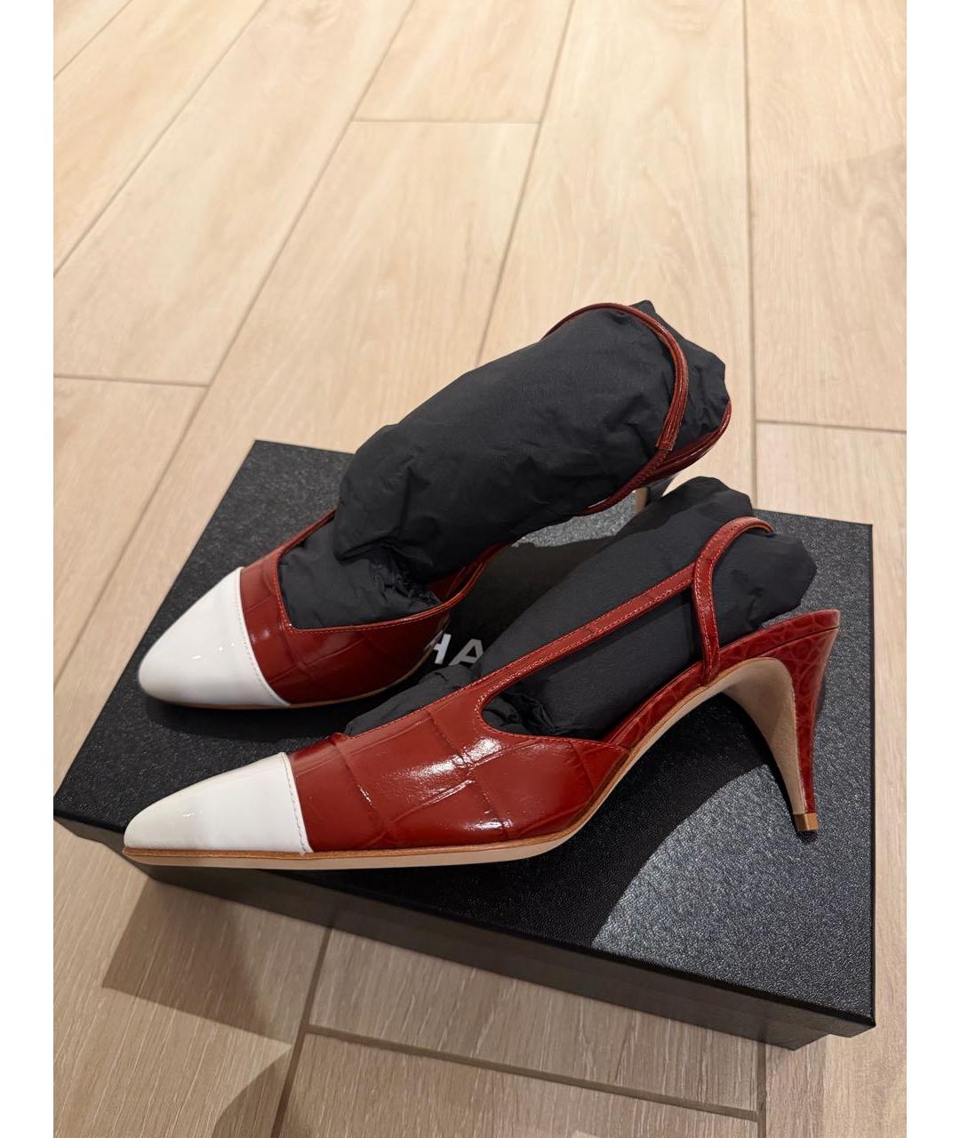 CHANEL Бордовые кожаные туфли, фото 5