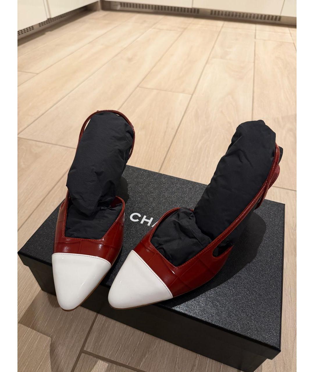 CHANEL Бордовые кожаные туфли, фото 3