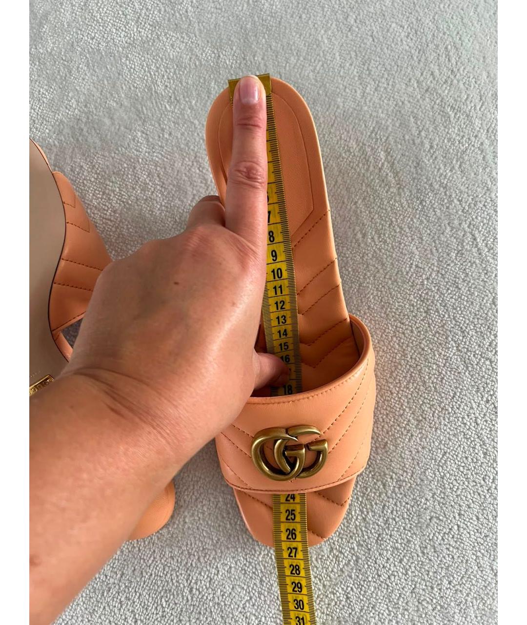 GUCCI Оранжевые кожаные мюли, фото 5