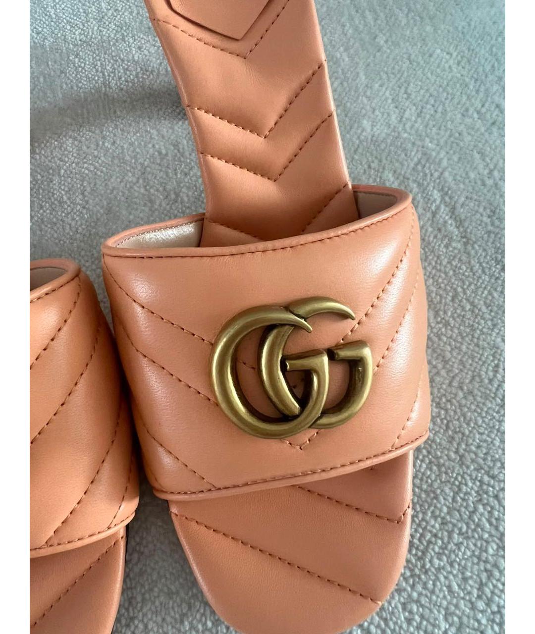 GUCCI Оранжевые кожаные мюли, фото 3