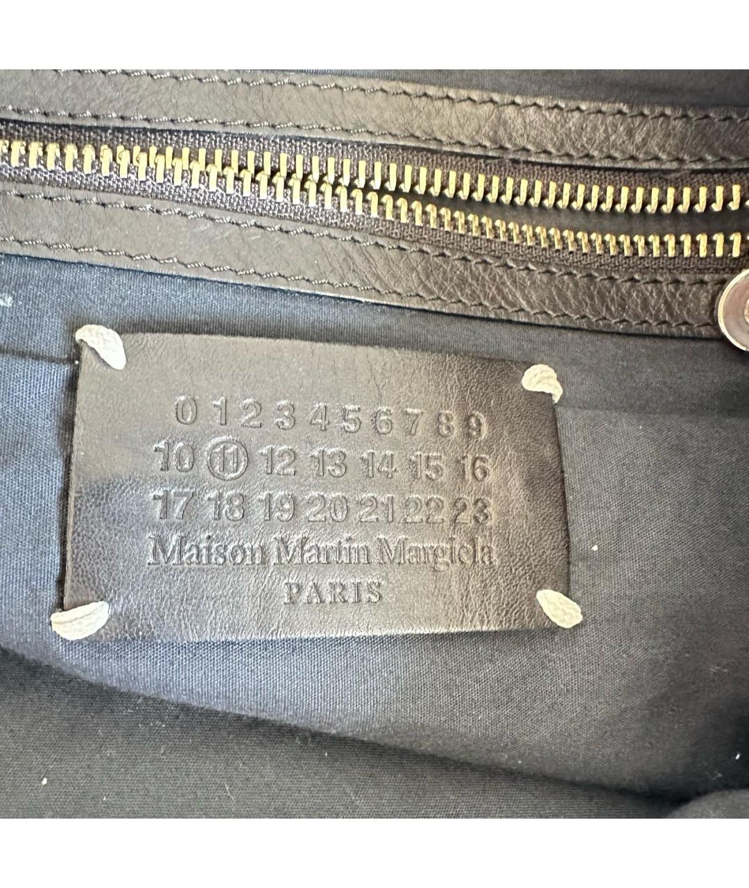 MAISON MARGIELA Черная кожаная сумка тоут, фото 3