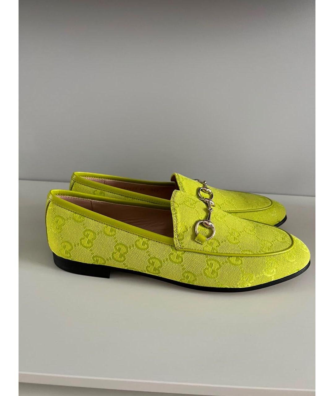 GUCCI Салатовые текстильные лоферы, фото 9