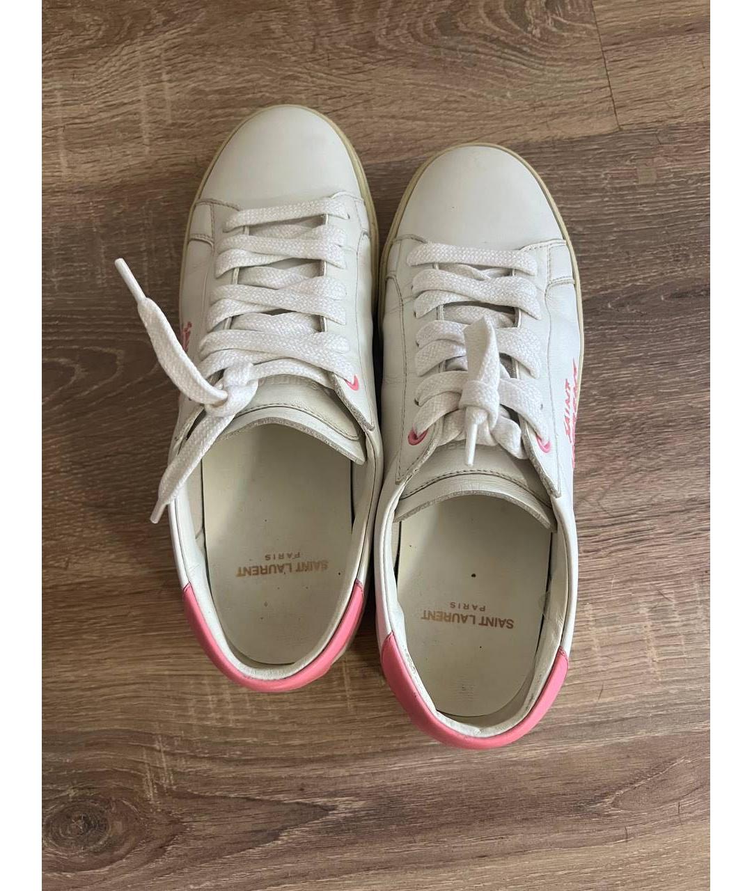 SAINT LAURENT Белые кожаные кеды, фото 4