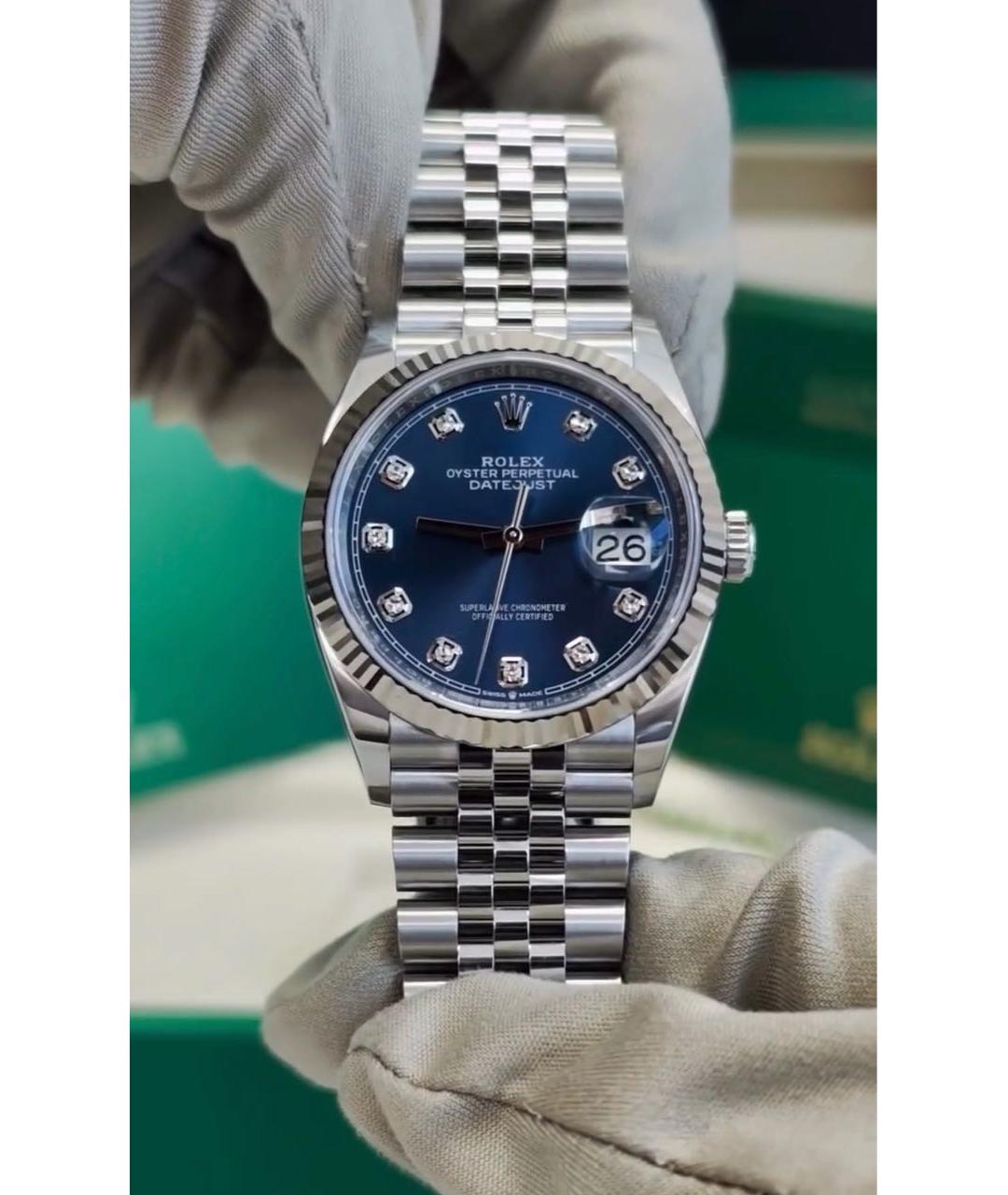 ROLEX Синие часы из белого золота, фото 2