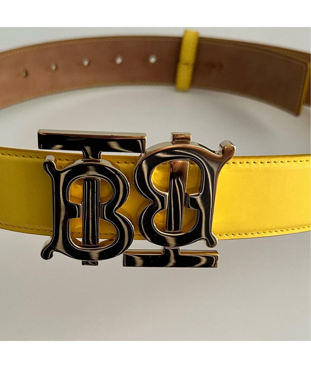 BURBERRY Желтый кожаный ремень, фото 5