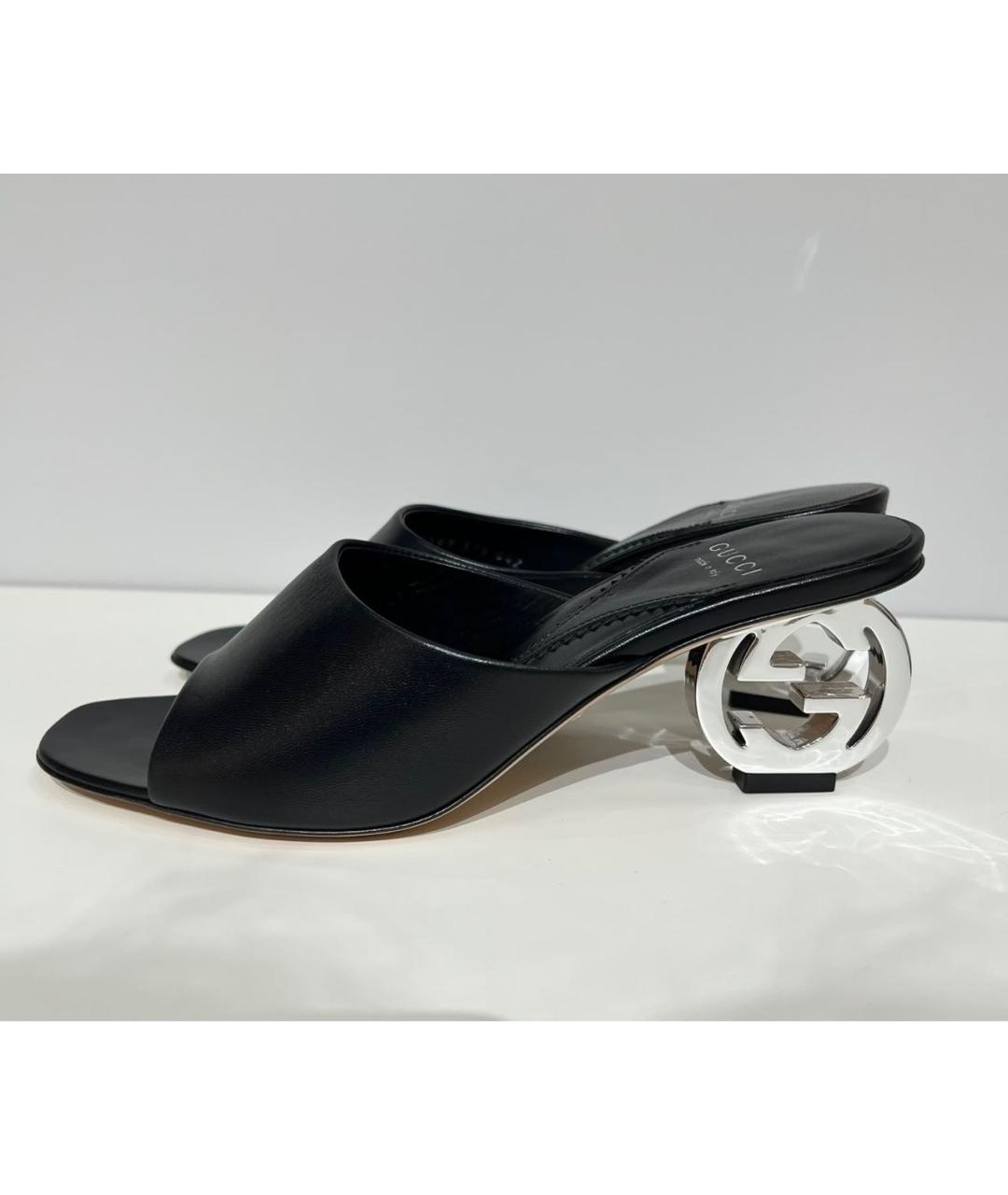 GUCCI Черные кожаные мюли, фото 8