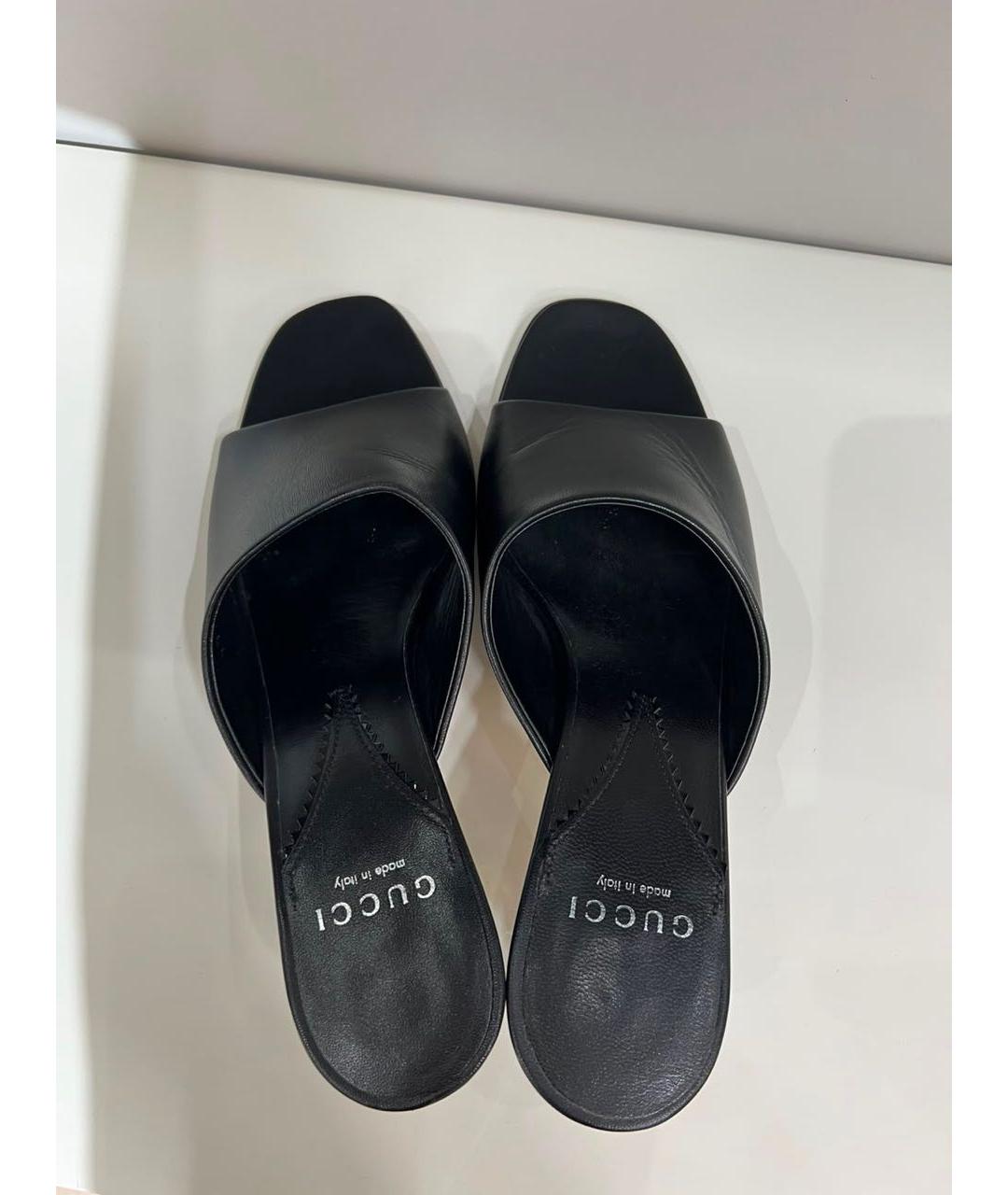 GUCCI Черные кожаные мюли, фото 3