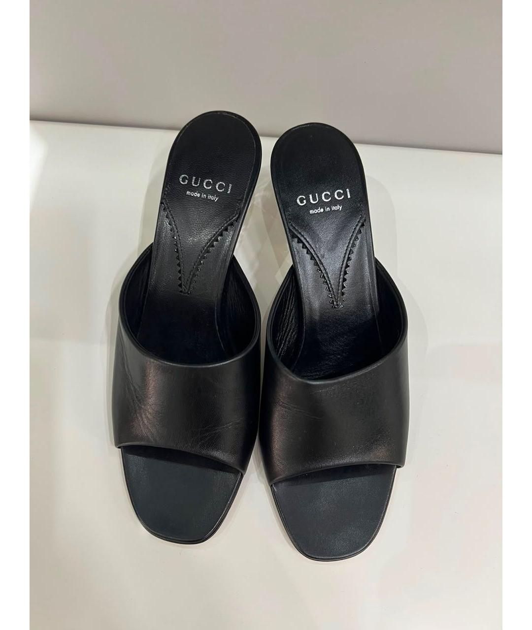 GUCCI Черные кожаные мюли, фото 2