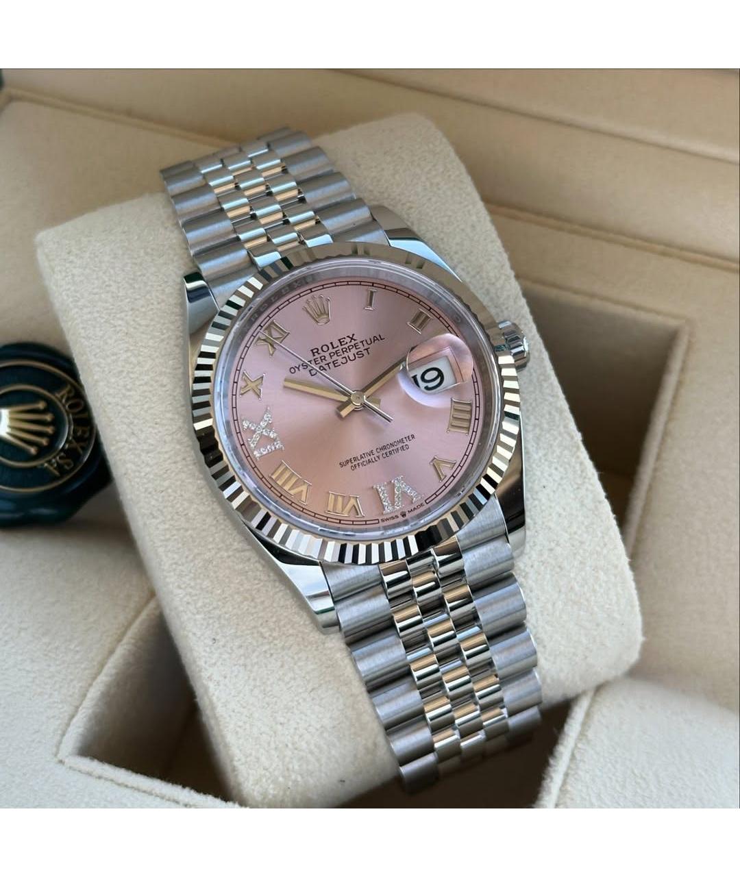 ROLEX Розовые часы из белого золота, фото 3