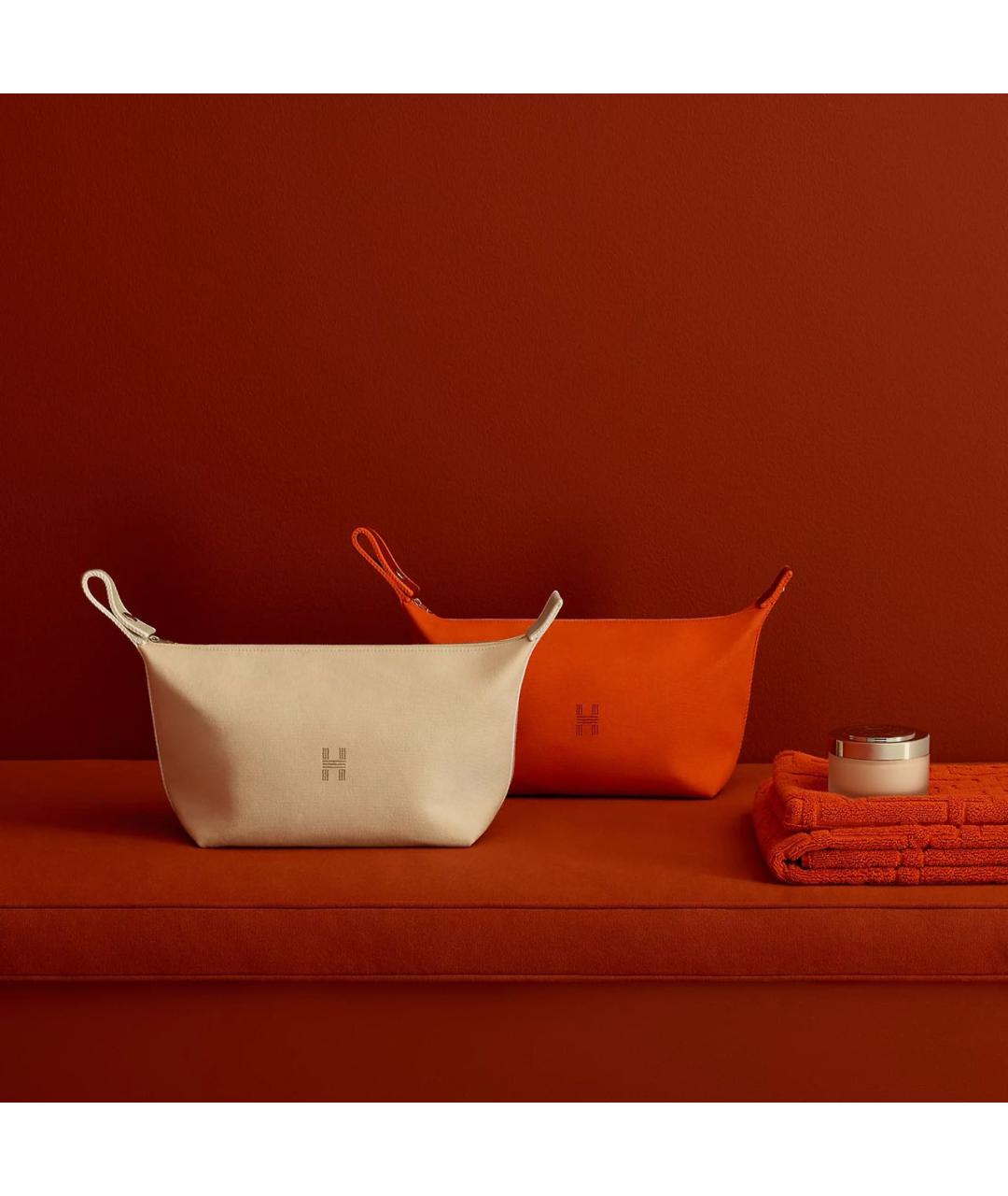HERMES Оранжевая косметичка, фото 8
