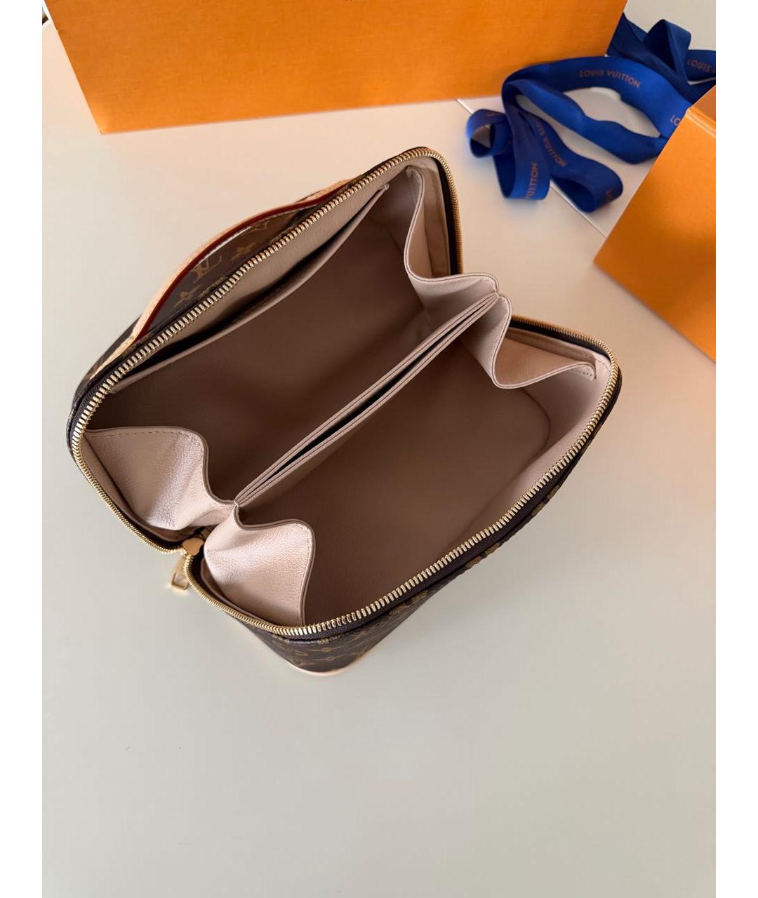 LOUIS VUITTON Коричневая косметичка из канвы, фото 5